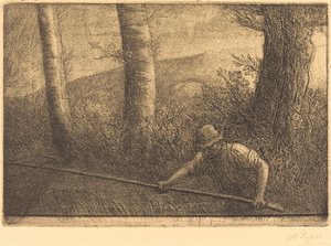 Rybář s Hoop-net La peche a la trouble. od Alphonse Legros