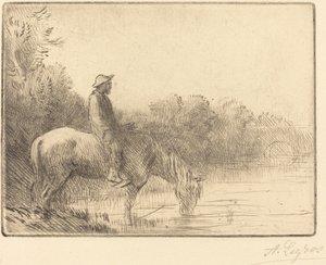 Přebrodění řeky Le gue. od Alphonse Legros