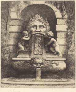 Fontána: Groteska, Děti a pánev Fontána Une: Masque, enfants et bassin. od Alphonse Legros