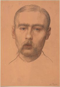 Hlava muže  (pravděpodobně portrét profesora E. D. Adamse) od Alphonse Legros
