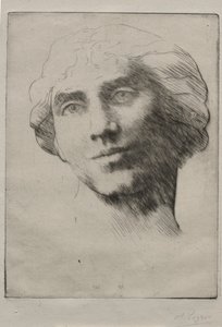 Hlava mladé ženy od Alphonse Legros