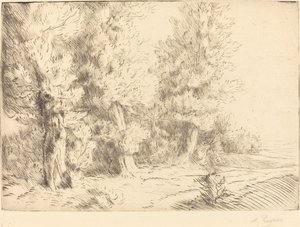 V lese Fontainebleau Dans la foret de Fontainebleau. od Alphonse Legros