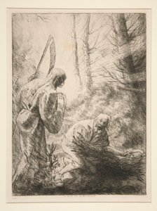 La Mort at le Bucheron, č. 2 (Smrt a dřevorubec) od Alphonse Legros