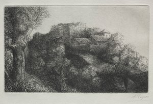 Krajina (s budovami) od Alphonse Legros