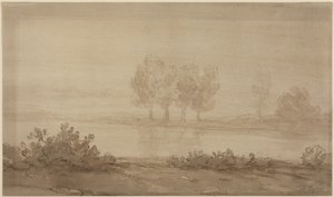 Krajina - čtyři stromy za řekou od Alphonse Legros