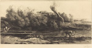 Krajina s lodí, 2. deska (Paysage au bateau) od Alphonse Legros