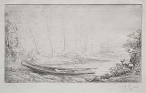 Odjezd na rybaření, v mlhách. od Alphonse Legros