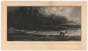Krajina s lodí. od Alphonse Legros