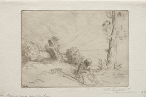 Rolník u kamenného plotu od Alphonse Legros