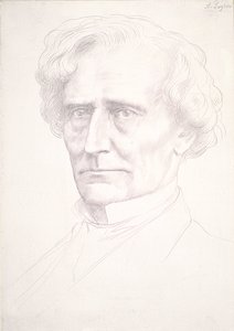 Portrét Hectora Berlioze (zlatý bod na růžovém připraveném papíře) od Alphonse Legros