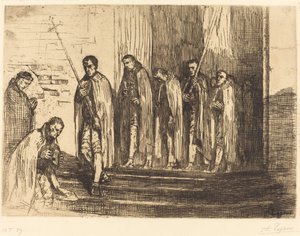 Procesí Odcházení z kostela La sortie de la procession. od Alphonse Legros