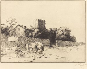 Stěna fary Le mur du presbytere. od Alphonse Legros