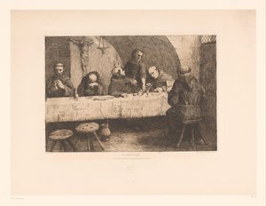 Refektář s modlícími se mnichy Le réfectoire (název na objektu) od Alphonse Legros