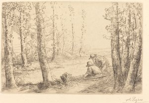 Odpočinek podél břehů řeky Repos au bord de la riviere. od Alphonse Legros