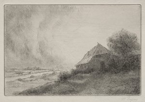 Zničený dům na svahu od Alphonse Legros