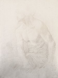 Sedící mužský akt (hnědá křída na papíře) od Alphonse Legros