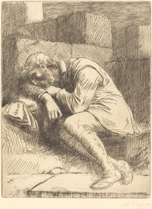 Spící žebrák od Alphonse Legros