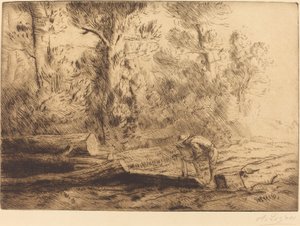 Vyrovnání klád Muž, který štípe klády. od Alphonse Legros