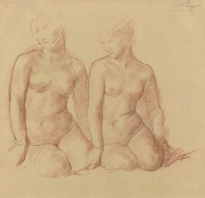 Studie dvou postav sedících vedle sebe od Alphonse Legros