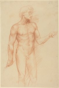 Studie mužské postavy držící hůl za zády od Alphonse Legros