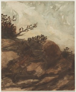 Západ slunce nad kopcem, poslední polovina roku 1800. od Alphonse Legros
