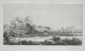 Farma na řece (La Ferme Sur La Rivière: Večerní efekt) od Alphonse Legros