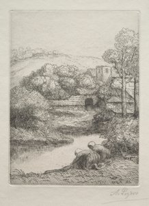 The Washing Place, zvané The Washerwomen (Le Lavoir, Dite "Les Laveuses") od Alphonse Legros