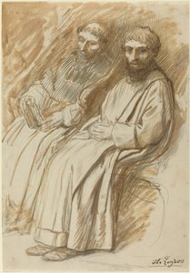 Dva mniši sedící v kostele od Alphonse Legros