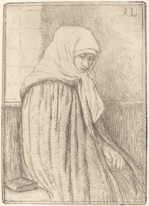 Mladý rolník sedící v kostele od Alphonse Legros