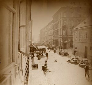 [Pohled z okna Muchova bytu, poblíž Amalienstrasse, Mnichov] od Alphonse Maria Mucha