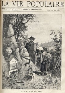 Muž na venkovské cestě vypadá, oči ve vlně, umístění tuctu úlů. Starý rolník, opřený o hůl, zakřivený pod trávou, kterou nese na zádech, ho osloví a gestem ruky mu ukáže vstupní bránu hřbitova. Nemocný od Alphonse Mucha