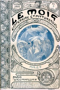 Obálka časopisu (měsíčník) Literární a malebný měsíc Alphonse Muchy (1860-1939): březen 1899 - Maison de la Bonne Presse - od Alphonse Mucha
