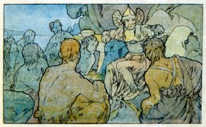 Ilustrace Alphonse Muchy z "Clia" díla francouzského autora Anatole France. 1900. Mucha (1860 – 1939). byl český secesní malíř od Alphonse Mucha