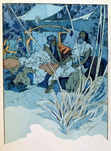 Ilustrace Alphonse Muchy z "Rama" báseň o třech jednáních od Paula Veroly. cca 1898. Mucha (1860 – 1939). byl český secesní malíř od Alphonse Mucha