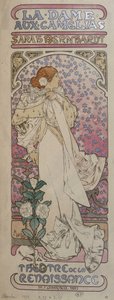 Plakát k „La dame au camélias““ v renesančním divadle s Henriette Rosine Bernard dit Sarah Bernhardt (1844-1923) – od Muchy od Alphonse Mucha