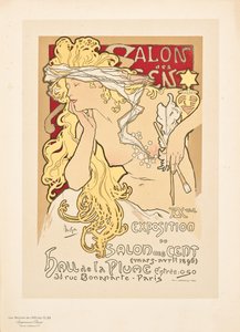 Reprodukce plakátu propagujícího výstavu Salon des Cent v Hall de la Plume, 1896