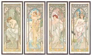 The Times of the Day; Hodiny dne od Alphonse Mucha