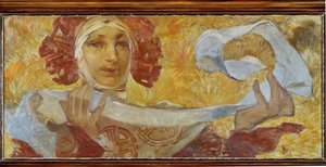 Žena s šátkem od Alphonse Marie Mucha