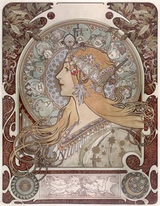 Zvěrokruh - Alfons Marie Mucha (1860-1939). Barevná litografie od Alphonse Mucha
