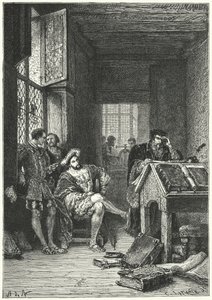 Františka I. Francouzského s tiskařem a učencem Robertem Estiennem od Alphonse Marie de (after) Neuville