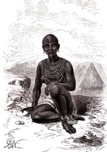 Bokke manželka Moye, náčelníka kmene Latuka, Jižní Súdán od Alphonse Marie de Neuville