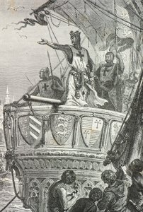 Richard Lví srdce opouští Svatou zemi v roce 1192 (rytina) od Alphonse Marie de Neuville