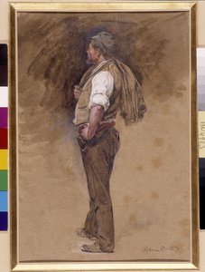 Farmář má bundu na hlavě. Obraz od Alphonse Moutteho (1840-1913), povinná zmínka: Založení sbírky v Provence, Marseille (rozměr v cm 27x18) od Alphonse Moutte