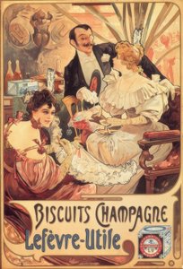 Šampaňské / Lefèvre-Utile cookies od Alphonse Mucha