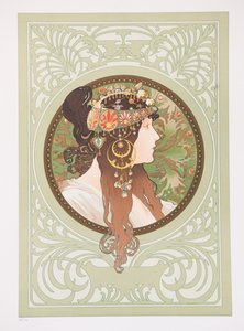 Byzantské hlavy: Bruneta, 1897. od Alphonse Mucha