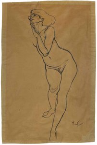 Nahá žena stojící. od Alphonse Mucha