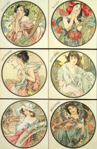 červenec srpen září říjen listopad prosinec od Alphonse Mucha