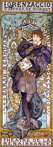 Plakát pro Lorenzaccia Alfreda de Musset, se Sarah Bernhardt, Paříž, 1896
