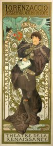 Sarah Bernhardt jako Lorenzaccio od Alphonse Mucha