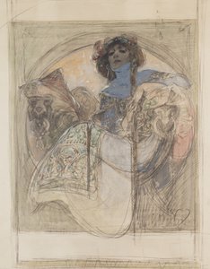 Sedící žena – studie k plakátu, 1897 od Alphonse Mucha